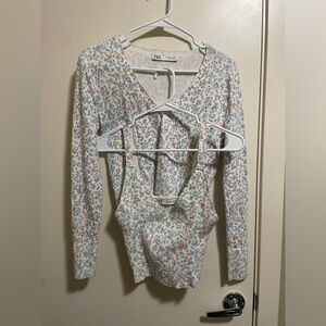 NWOT Zara Floral Knit Cardigan & Tank Top Set M